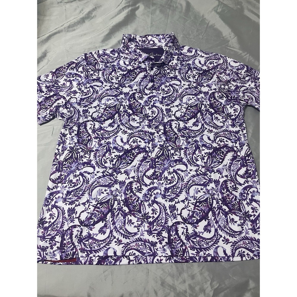 Robert Graham Men's 2XL  Purple Print Golf Polo